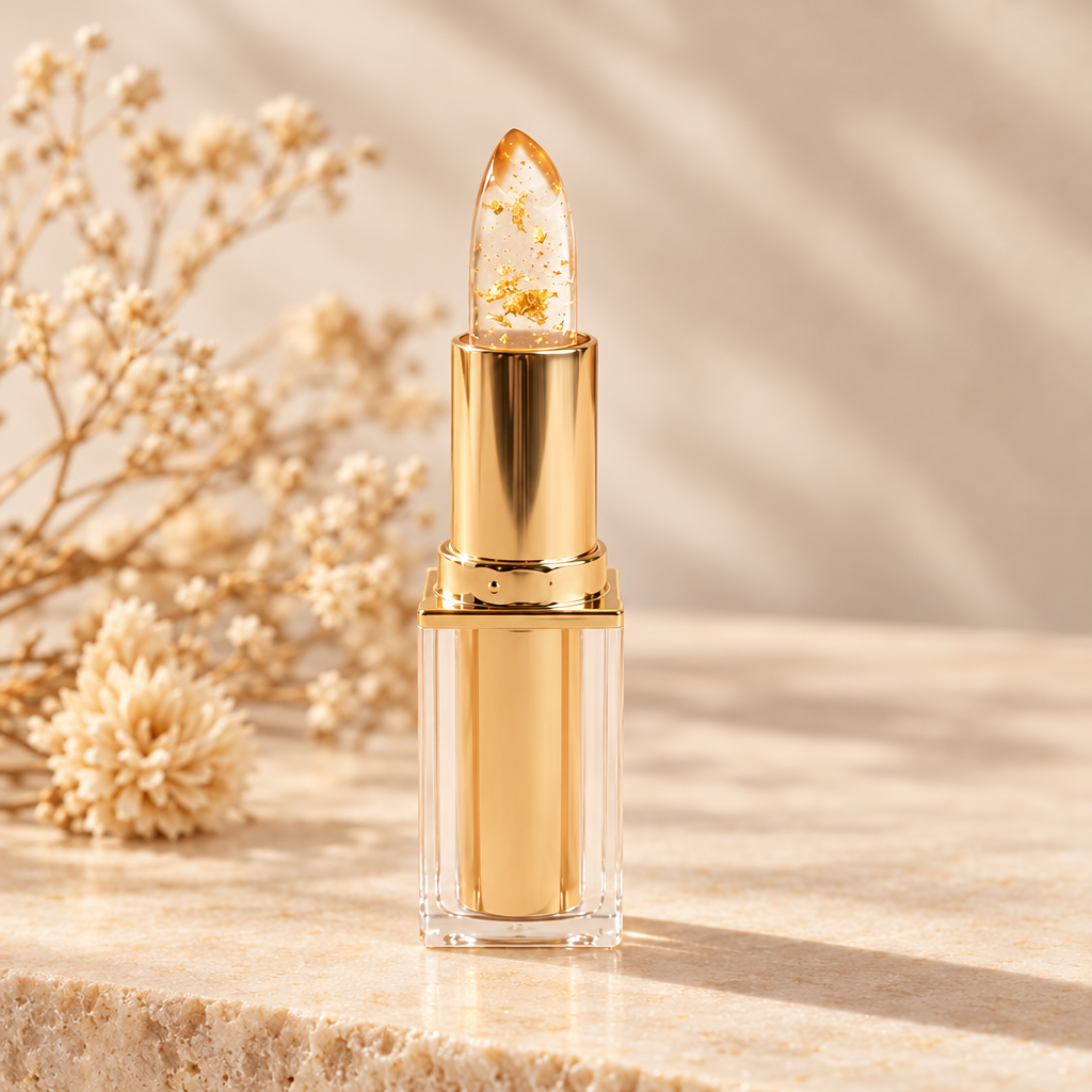 Labial Nuvessa con hojuelas de oro